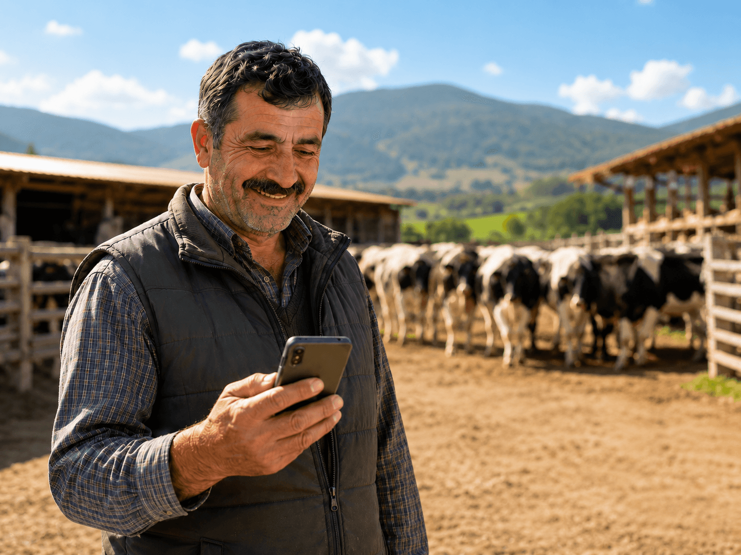 Çiftçi ve ineği birlikte